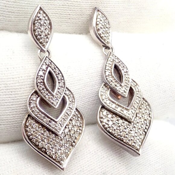 Authentic! John Hardy JH Silver Naga Diamond Heart Earrings - Picture 6 of 12